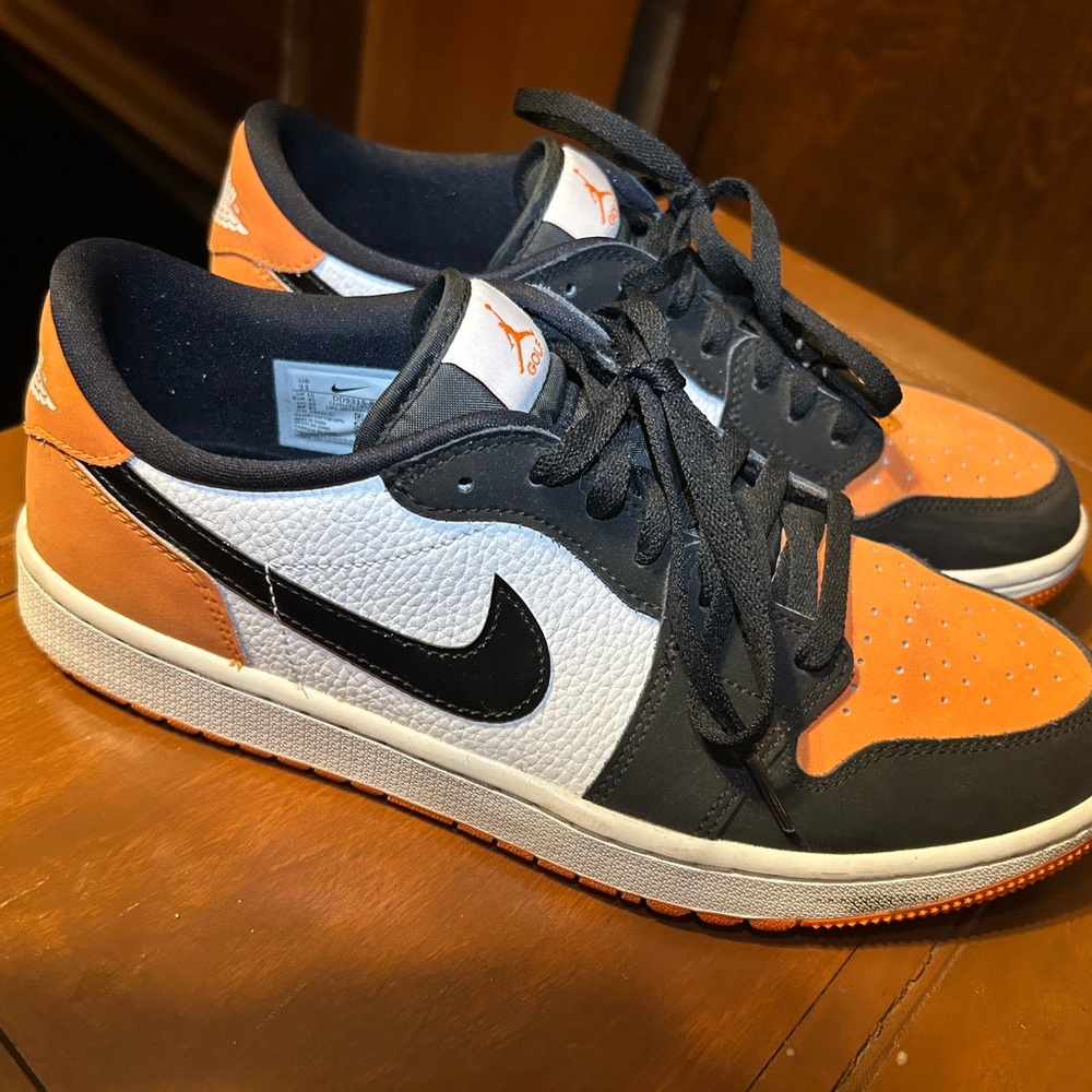 Nike Jordan 1 low golf shoes in Orange, Black & White